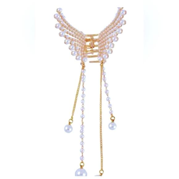 Set of 2 Hair Accessories-Butterfly and Rose with Simulated Pearls & Crystals - Picture 2 of 5